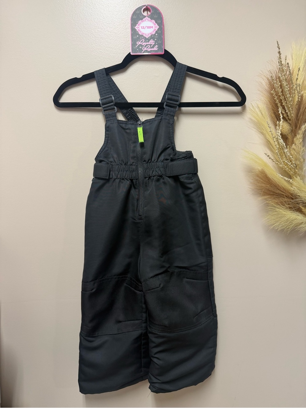 Cherokee Black Kids Snow Overalls with Adjustable Straps